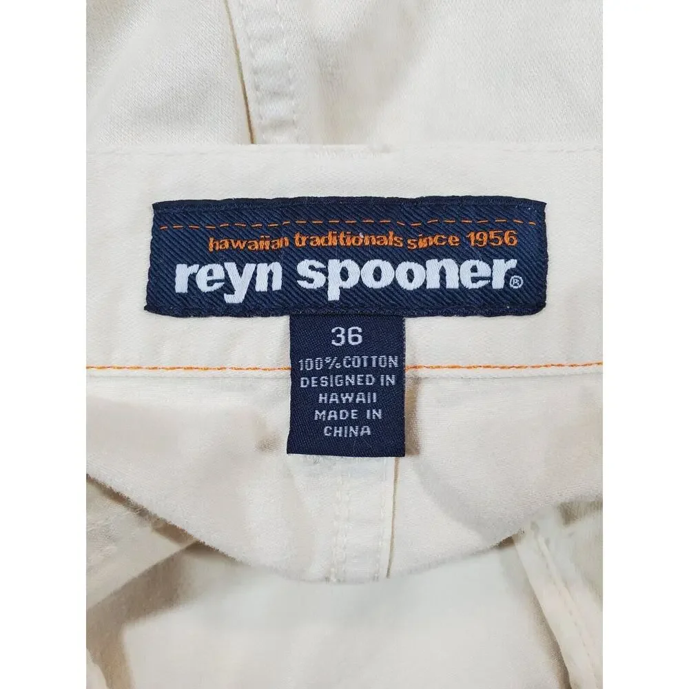 Reyn‎ Spooner Pants Mens 36 Chino Cotton Preppy Cream Hawaiian Vacation Cotton